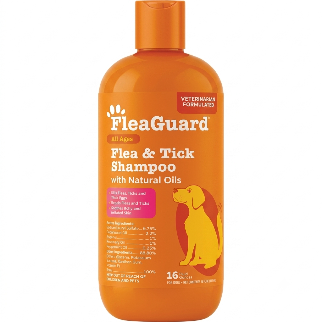 FleaGuard Flea & Tick Removal Shampoo for Dogs & Cats — Natural Skin & Coat Formula